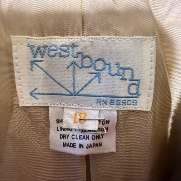 Vintage Camel Brown Tailored Blazer Preppy Western Indie Academia Suede Size 18 - Picture 4 of 8